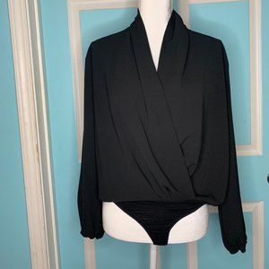 Olivia Graye Black Long Sleeve Bodysuit Large